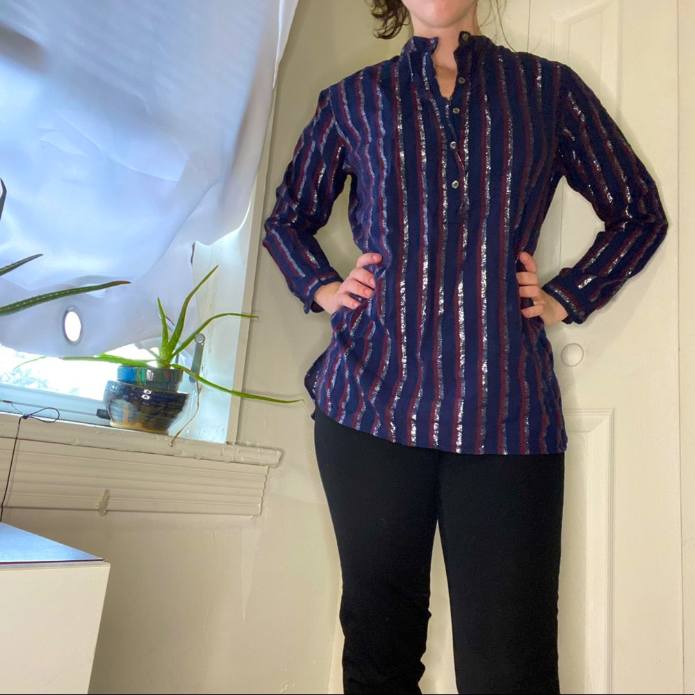 J. Crew Half Button Kurta Long Sleeve Shirt